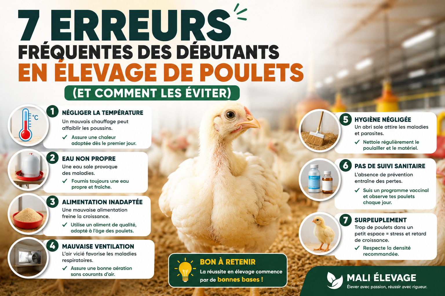 7 erreurs fréquentes des débutants en élevage de poulets (et comment les éviter)